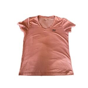 Under Armour Women's Medium Peach V Neck Short Sleeve Athletic T Shirt